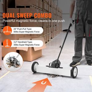 Raccoglitore Magnetico Telescopico da 24 Pollici con Manico Regolabile, Capacità 50 Libbre, Ruote per Pulizia Pavimenti - Product Image 3