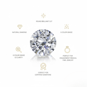 Diamant rond naturel véritable de couleur G, pureté I2, solitaire, non monté | Pierre précieuse certifiée taille brillant pour fiançailles et fabrication de bijoux fins - Product Image 5