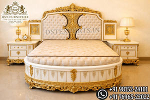 ชุดเฟอร์นิเจอร์ห้องนอนหรูหราสำหรับตกแต่งวิลล่าและพระราชวัง ชุดห้องนอนเจ้าหญิงแกะสลักด้วยมือ ชุดเตียงไม้คลาสสิก สไตล์อเมริกัน - Product Image 2