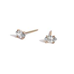 Minimalist Marquise Cut Lab Grown Diamond IGI Certified 14K/18K Solid Gold 925 <b>Silver</b> Claw Prong Set Wedding Everyday <b>Stud</b> - Product Image 1