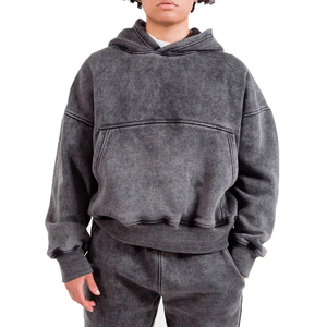 Ensemble de survêtement décontracté pour homme en coton délavé à l'acide, avec capuche et pantalon de jogging respirant, idéal pour l'hiver – Fabricant sur mesure - Product Image 1