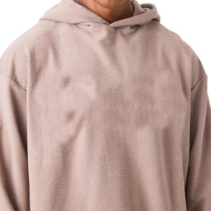 Sudadera con Capucha Oversize para Hombre 2026, Color Sólido, Tejida, Manga Regular, Estilo Casual para Otoño, Beige - Product Image 3