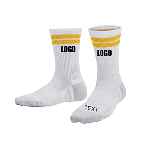 White Crew <b>Socks</b> With Blue Stripes Logo Printed Breathable Cotton Basketball <b>Socks</b> For Adults Summer Style - Product Image 6