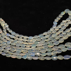 Cuentas de Ópalo Welo Etíope AAA, Forma Ovalada Lisa, Cuentas de Piedras Preciosas de Ópalo de Fuego Brillante, 16 Pulgadas, Ópalo Welo Natural Ovalado para Joyería - Product Image 1