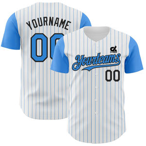 Camiseta de Béisbol Personalizada con Rayas, Uniforme de Equipo con Botones para Hombre, Algodón Orgánico Transpirable, Corto, Antibacteriano, con Nombre Personalizado - Product Image 6