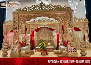 Conjunto de Mandap de boda con temática tradicional de bollwood, el último Mandap de humidificación de escenario para boda, único, de Asia del Sur, para escenario - Product Image 6