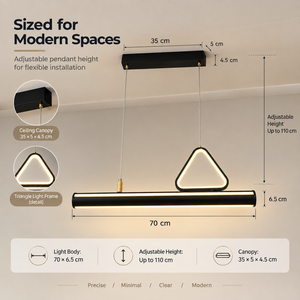 Lámpara colgante LED lineal moderna de metal negro, 3000K blanco cálido, ajustable, para comedor, isla de cocina - Product Image 2