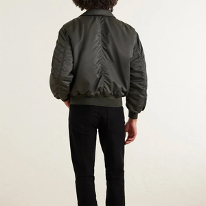 เสื้อแจ็คเก็ตซาตินบอมเบอร์แบบซิปสำหรับผู้ชาย แขนยาว ปกคอพับได้ เหมาะสำหรับฤดูหนาว สไตล์เบสบอล - Product Image 2