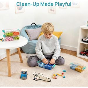 Lot de 8 boîtes à crayons en plastique transparent de 1,5 Qt avec séparateur amovible, empilables, pour organiser les stylos - Product Image 5
