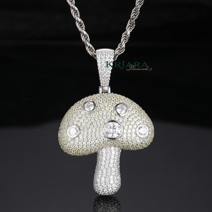 Pendentif Champignon en Argent 925 Plaqué Or Rose avec Diamant de Laboratoire, Breloque Hip-Hop Unisexe pour Usage Quotidien - Product Image 5