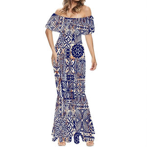 เดรสยาวลำลองสำหรับผู้หญิง แขนสั้น ลายดอกไม้ ทรงเมอร์เมด สไตล์เดรสยาวแบบเม็กซิกัน - Product Image 6