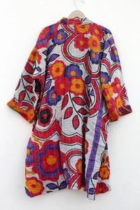 Nueva llegada indio hecho a mano viejo Kantha edredón Kimono chaqueta clásica Kimono largo con cinturón y chaqueta de cuello grande para mujer - Product Image 3