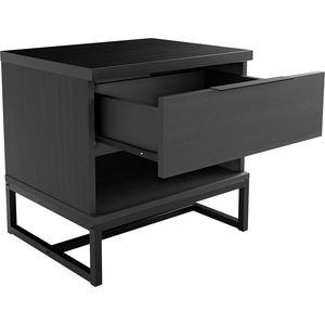 Comodino Moderno Nero con Un Cassetto e Ripiano Aperto, Tavolino da Camera da Letto Catania - Product Image 3