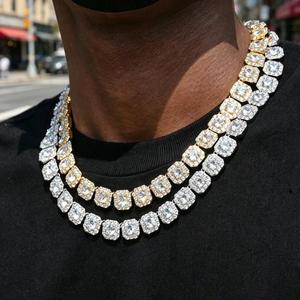 Iced Out Octagon Cluster Tennis <b>Chain</b> Necklace Hip Hop Lab Grown Diamond <b>Gold</b> Silver Heavy Link Choker Statement Jewelry For <b>Men</b> - Product Image 4