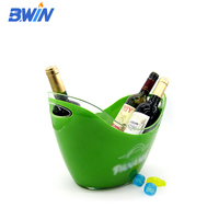 Accessoires de bar Bwin, seau à glace en plastique PC transparent durable et écologique de 4 L, pour vin, bière, fêtes, logo personnalisé, maison