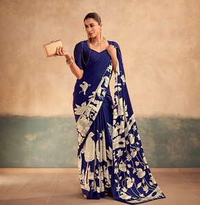 Sari Tradicional Indio de Seda Satinada con Estampado Kalamkari para Uso Diario y Eventos Festivos, Atuendo Elegante para Mujer - Product Image 1