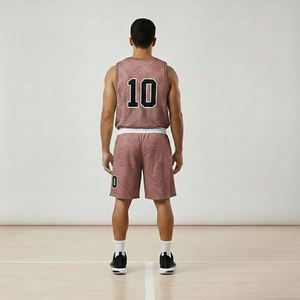 Ensemble de maillots de basket-ball respirants en mesh double face personnalisés, impression numérique, uniformes d'entraînement réversibles pour les jeunes, 100% coton - Product Image 2