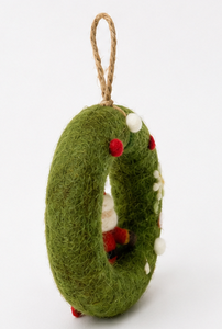 <b>Best</b> Himalaya Handmade Eco-Friendly 100% Sheep Wool Felt <b>Artificial</b> Santa Christmas Wreath Wall Hanging Ornament Modern Style - Product Image 3