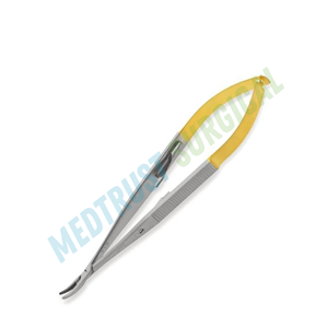 Porte-aiguille Micro Castroviejo TC courbé 140 mm en carbure de tungstène, instrument chirurgical ophtalmique - Product Image 3