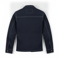 Chemise-veste de travail en denim bleu foncé pour homme Grizzly avec logo brodé et fermeture à boutons