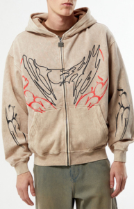 Sweat-shirt à capuche imprimé vintage pour homme, coupe oversize, en tissu écologique imperméable polyester/coton, épaules tombantes - Product Image 3