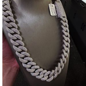 Iced Out 925 Silver <b>Statement</b> <b>Necklace</b> Rhodium Plated Micro Pave Crystal Men's Hiphop Link Chain 22mm - Product Image 4