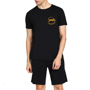 Ensemble 2 pièces décontracté pour homme : T-shirt à manches courtes coupe ample et short à cordon imprimé en coton tissé – Collection été - Product Image 1