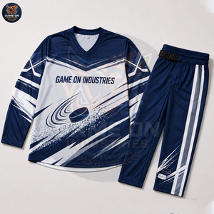 New Trendy Blue White Personalized Design Custom Colors Player Numbers Logo Printing Custom Sublimated Ice Hockey Uniform Sets - Product Image 2