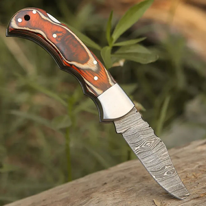 Couteau de cuisine à lame fixe en acier Damas fait main, manche en bois de qualité supérieure - Product Image 3