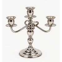Candélabre moderne à 3 bras en métal argenté, fait main, écologique, porte-bougie conique de luxe, centre de table pour Noël et mariage