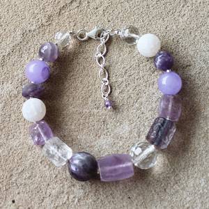 Luxury Natural Amethyst, Quartz, Jade Gemstone <b>Bracelet</b> 925 Sterling <b>Silver</b> <b>Adjustable</b> Crystal Customized Size beaded Jewelry - Product Image 3