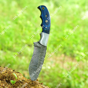 Couteau de chasse et de camping professionnel en acier Damas à lame fixe, personnalisable, haute qualité, avec étui en cuir EDC – Vente chaude - Product Image 6