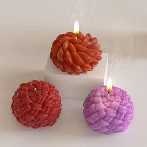 Sant'anna Flower Woven Woolen Yarn Ball Aromatherapy <b>Candle</b> Gypsum Resin <b>Candle</b> Silicone <b>Mold</b> - Product Image 3