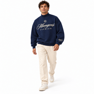 Sudadera de cuello alto unisex Mangoes Fashion con letras bordadas, estampado informal, de algodón tejido, manga larga, para invierno, con insignia - Product Image 3