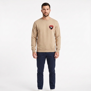 T-shirt décontracté pour homme Dumela personnalisé, beige, manches courtes, col rond, coupe ajustée, séchage rapide, 100 % polyester tricoté, transfert thermique - Product Image 3