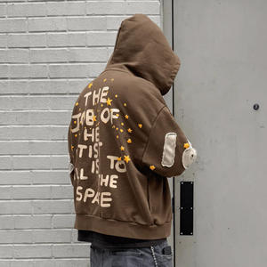 Sudadera con capucha y cremallera para hombre, diseño personalizado, bordado, estampado en relieve, transpirable, holgada, talla grande, para invierno - Product Image 6