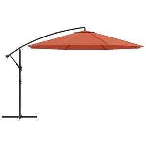 Parasol de jardin cantilever avec mât en aluminium de 350 cm, parapluie de terrasse en terre cuite et base - Product Image 3