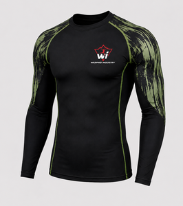 T-shirt de compression à manches longues pour homme, personnalisé, séchage rapide, vert olive, pour la gym, le fitness et l'entraînement sportif - Product Image 4