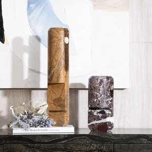 Ensemble <span class=keywords><strong>de</strong></span> sculptures décoratives <span class=keywords><strong>de</strong></span> table en marbre naturel <span class=keywords><strong>de</strong></span> luxe, travertin, Dia90*455 Dia120*260, multicolores, décoration moderne pour la maison - Product Image 3