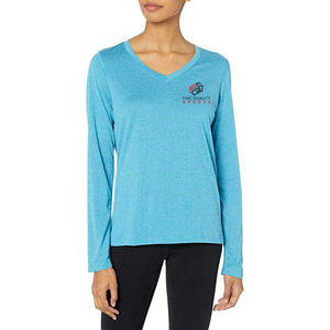 Camiseta Deportiva de Manga Larga de Secado Rápido para Mujer, Ligera, Transpirable, con Cuello en V, para Gimnasio y Yoga, con Logotipo Personalizado - Product Image 1