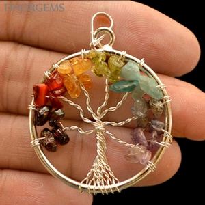 Colgante de Árbol de la Vida Hecho a Mano con Piedras Naturales Atractivas, Gemas y Piedras Mixtas de Metal para Joyería, Abalorios Encantadores Hechos a Mano - Product Image 2
