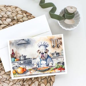 Whimsical A7 Tamaño 5x7 Tarjetas de notas en blanco Paquete de 8 con sobres Bulldog inglés el Chef Tarjetas de felicitación - Product Image 2