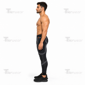 Pantalones de compresión profesionales para hombre, poliéster y spandex, 240 GSM, leggings deportivos para gimnasio y entrenamiento, leggings de compresión de fábrica OEM. - Product Image 3