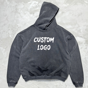 Men's Oversized Hooded Sweatshirt Custom Logo Back Print Cotton French Terry Casual Autumn Wear - Product Image 1