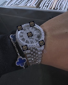 Montre automatique mécanique de luxe Hip Hop entièrement sertie de moissanite, en acier inoxydable, avec cadran en verre de 42 mm et aiguilles, dotée d'un GPS - Product Image 1