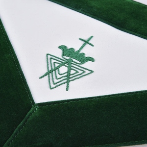 Member Allied Masonic Degrees <b>Apron</b> Dark Green <b>White</b> Body, Adjustable Belt, Premium Regalia Wear - Product Image 3