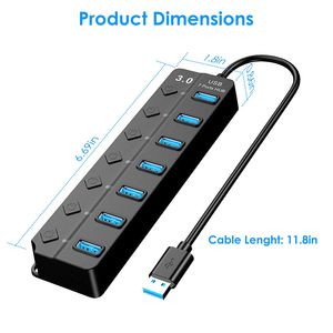 Hub USB 3.0 de 7 Puertos de Alta Velocidad (5Gbps) con Interruptor de Encendido/Apagado Independiente, Expansor de Datos USB para PC - Product Image 5