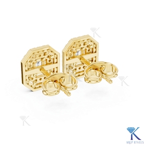 Pendientes de Diamante Cultivado en Laboratorio, Corte Esmeralda, Doble Halo, Oro Sólido de 14K/18K, Octágono, Joyería Fina para Mujer, Regalo de Aniversario/Boda - Product Image 5