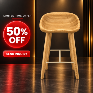 Tabouret de bar moderne en bois avec repose-pieds en métal, design minimaliste pour mobilier de bar à domicile, tabouret de bar en bois massif - Product Image 6
