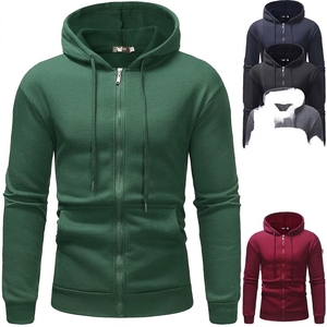 Vente en gros de sweat-shirts à capuche zippés en polaire pour hommes, épais, chauds, à manches longues, style streetwear décontracté - Product Image 1